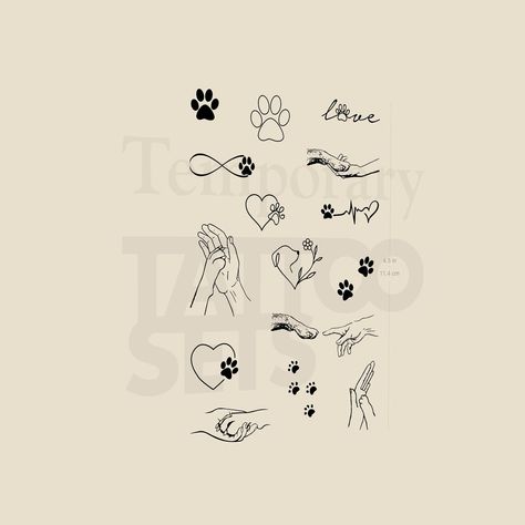 Puppy Love Pack Temporary Tattoo set of 2 - Etsy Tattoo Set, Temporary Tattoo, Puppy Love, Spain, Puppies, Ships, Tattoos