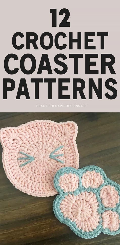 Paw Print Coasters Crochet Pattern, Paw Print Crochet Coaster, Gifts To Crochet For Friends, Cute Crochet Gifts For Friends, Easy Quick Crochet Projects, Quick Crochet Projects To Sell, Easy Crochet Gifts Quick, Crochet Gifts For Friends, Paw Print Crochet