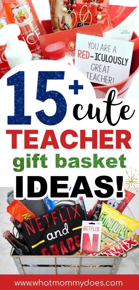 Teacher Gift Basket Ideas, Teacher Gift Basket, Teacher Appreciation Gift Ideas, Appreciation Gift Ideas, Teacher Gift Baskets, Gift Basket Ideas, Basket Ideas, Best Teacher, Gift Basket