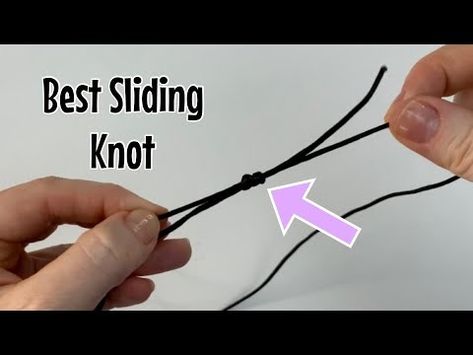 (12) Best adjustable sliding knots for necklaces and bracelets - YouTube Adjustable Cord Necklace Sliding Knot, Slip Knot For Necklace, Sliding Knot Necklace Tutorials, How To Tie A Sliding Knot Necklaces, Bracelet Tying Sliding Knot, Slide Knot Necklace, Necklace Knots Adjustable, Necklace Cord Ideas, Necklace Knot Adjustable