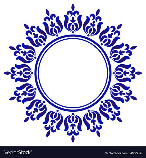 Porcelain Pattern, Floral Ornament, Stencil Patterns, Vector Flowers, Blue Pottery, Framed Abstract, Ornament Frame, Circle Art, 3d Laser