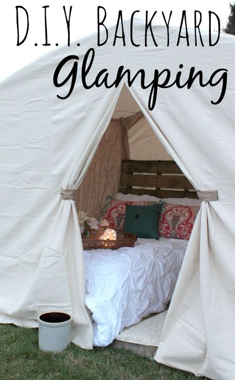 Think you need to go somewhere and spend a lot of money to glamp? That's not the case. I can show you how to create your own DIY Backyard Glamping experience. Camping Bedarf, Glamping Party, Diy Tent, Camping Diy, Go Glamping, Backyard Camping, Festival Camping, Mobil Home, Camping Glamping