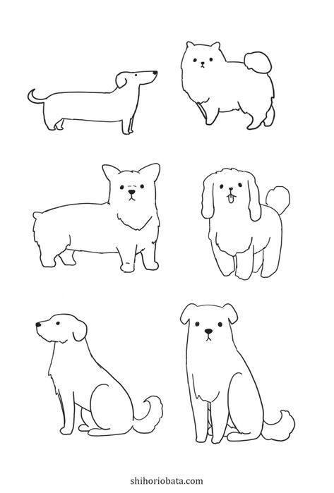 How to Draw a Dog: Easy Step by Step Tutorial Dog Drawing Doodle, How To Draw Pets, How To Draw Dog, How To Draw A Dog, Dog Illustration Simple, Draw A Dog Easy, Dog Sketch Easy, Simple Dog Drawing, Dog Cartoon Drawing