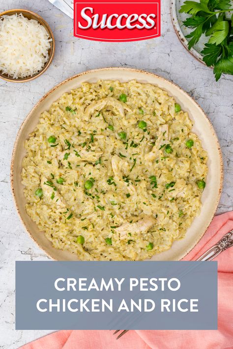 creamy rice with pesto and chicken Pesto Chicken With Rice, Creamy Pesto Chicken Crockpot, Pesto Chicken Rice Bake, Pesto Chicken Rice, Pesto Rice Recipes, Pesto Chicken And Rice, Creamy Pesto Chicken, Pesto Rice, Chicken Bacon Recipes