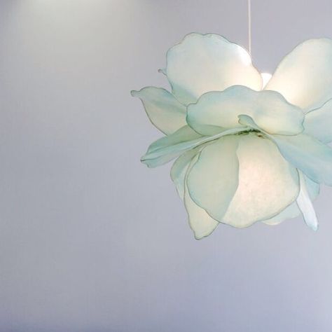 HiiH Lights on Instagram: “This blue gardenia is hanging above delicious cupcakes and amazing cakes at @naked_lemon_astoria in Astoria. Her baking is dreamy. We have…” Hobbies Ideas, Lamps Diy, Flower Lamp Shade, Pendant Lamps Bedroom, Flower Ceiling, Astoria Oregon, Delicious Cupcakes, Hotel Room Design, Flower Lamp