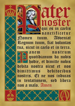 Teaching Latin, Pater Noster, Illustrated Manuscript, Religious Pictures, Catholic Images, Christ The King, Beautiful Prayers, Pop Art Posters, Catholic Prayers