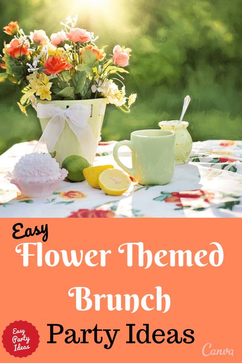 Spring Luncheon Decorations, Theme Brunch Ideas, Brunch Games Ladies, Ladies Brunch Ideas, Flower Party Themes, Brunch Salad, Easy Party Ideas, Games For Ladies, Ladies Event