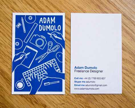 Cool & Creative Business Card || pinterest.com/edevantie Fun Business Card Design, Illustration Business Cards, Cv Inspiration, Magazine Web Design, Buisness Cards, Graphic Design Business Card, Name Card Design, Illustration Kids, Business Card Design Creative