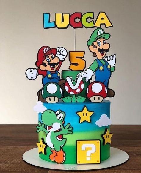 Super Mario Cake Topper Mario Cake Topper Super Mario - Etsy Luigi Cake, Super Mario Cupcakes, Super Mario Bros Party Ideas, Mario Bros Birthday Party Ideas, Mario Birthday Cake, Mario Bros Cake, Super Mario Cake, Super Mario Bros Birthday Party, Mario E Luigi