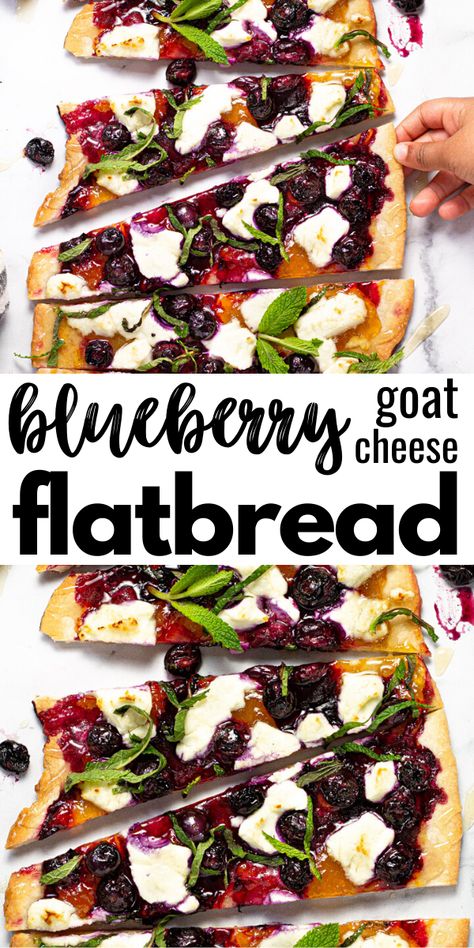 Blueberry Flatbread, Goat Cheese Flatbread, Goats Cheese Flatbread, Blueberry Goat Cheese, Vegetarian Appetizer, Creamy Goat Cheese, Cheese Flatbread, Pizza Recipes Homemade, Vegetarian Appetizers