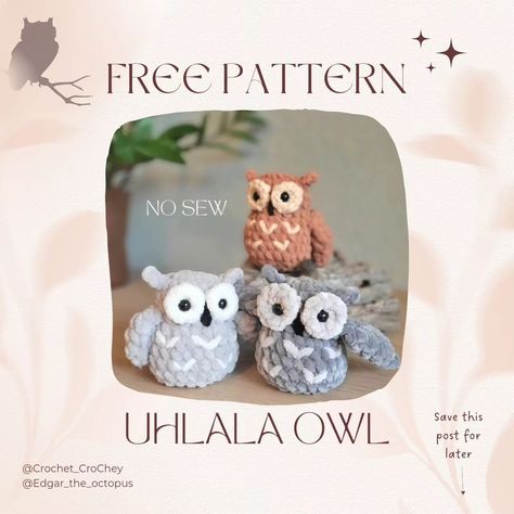 Owl Crochet Pattern Free, Owl Crochet Pattern, Owl Crochet, Crochet Owls, Owl Crochet Patterns, Confection Au Crochet, Owl Pattern, Crochet Birds, Crochet Owl