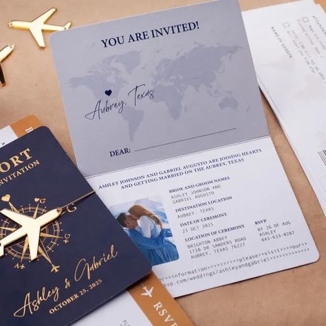 BeyondandMoreStore - Etsy Destination Wedding Themes, Boarding Pass Invitation, Mail Envelope, Passport Invitations, Passport Wedding Invitations, Destination Wedding Invitations, Navy Gold, Elegant Invitations, Wedding Invitation Paper