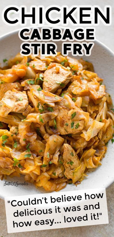 Chicken Cabbage Potatoes, Keto Cabbage Stir Fry, Chicken And Cabbage Stirfry, Stir Fry Recipes With Cabbage, Thm Cabbage Recipes, Healthy Dinner Recipes Chicken Stir Fry, Fried Cabbage With Chicken, Teriyaki Cabbage Stir Fry, Chicken Cabbage Noodles