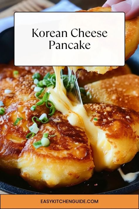 Cheap Delicious Recipes, South Korean Recipes Easy, Savory Meal Ideas, Korean Dinner Party Menu Ideas, Popular Street Food, Easy Korean Recipes Dinners, Small Breakfast Recipes, Korean Cheese Pancake, Simple Savory Recipes