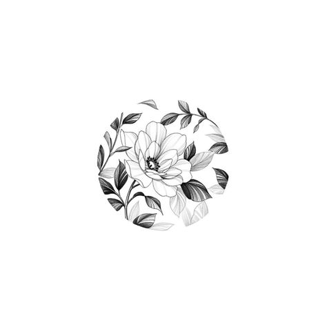 Circle And Flower Tattoo, Round Tattoo Design, Gardenia Tattoo, Flor Tattoo, Round Tattoo, Tattoo Over Scar, Wildflower Drawing, Wrist Tattoo Ideas, Flower Tattoo Meanings