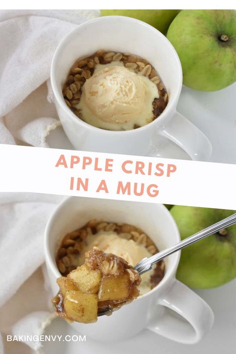 Apple Crisp In A Mug, Microwave Apple Crisp, Microwave Apple, Delicious Apple Crisp, Apple Crisp Without Oats, Microwave Apples, Homemade Apple Crisp, Oat Crumble Topping, Microwave Meals