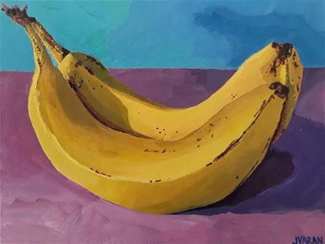 DPW Search - Affordable Original Fine Art and Artist Websites Still Life Painting Acrylic Fine Art, Banana Painting Acrylic, Banana Still Life, Banana Drawing, Painting Banana, Banana Painting, 3d Art Painting, Vegetable Painting, Desen Realist