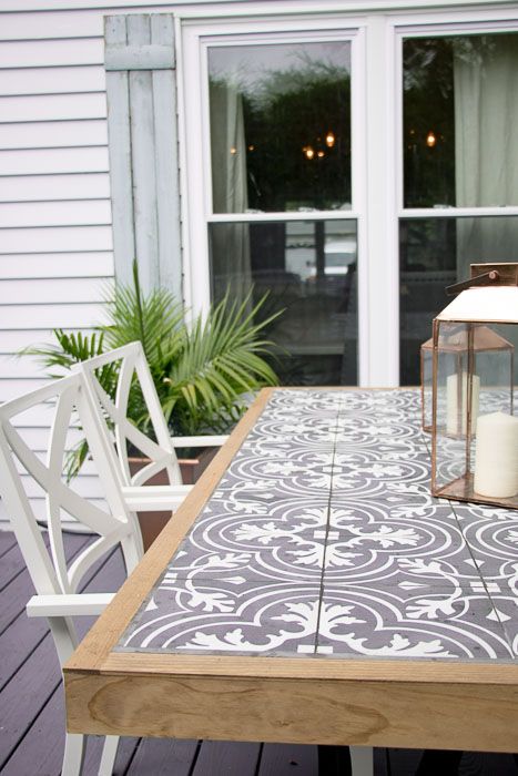 The Creative Gallery #240 Diy Patio Ideas, Tile Tables, Diy Muebles Ideas, Jardim Diy, Diy Table Top, Tile Table, Diy Tile, Patio Diy, Diy Garden Furniture