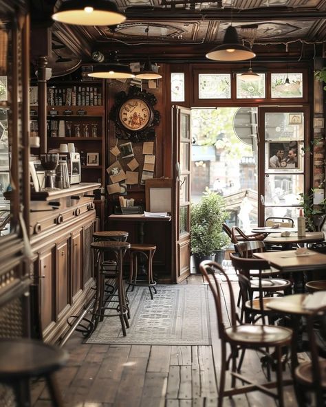 Shop Decoration Ideas, Cozy Eclectic Bedroom, French Coffee Shop, Wall Dividers, Vintage Coffee Shops, Vintage Bakery, Rustic Cafe, Coffee Shop Interior Design, Cafe Concept