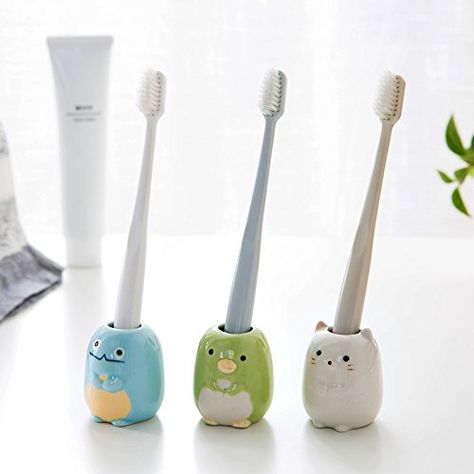 Penguin Dinosaur, Pottery Toothbrush Holder, Ceramic Toothbrush Holder, Brush Stand, Shower Shelf, Toothbrush Holders, Animal Pen, ดินปั้น Polymer Clay, Clay Diy Projects