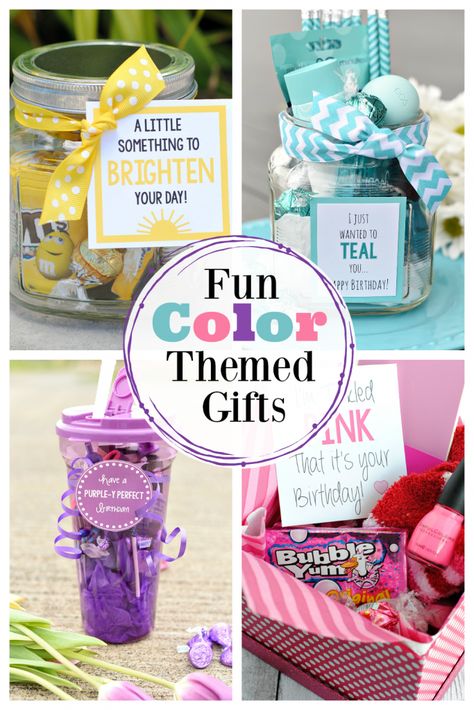 Have fun giving color themed gifts! We have so many fun gift ideas for you, all inspired by a different color. So many simple gift ideas, it's hard to know where to start. #gifts #colorgiftideas #fungifts #fungiftideas #birthdaygifts Simple Gift Ideas, Diy Gifts Cheap, Punny Gifts, Secret Sister Gifts, Fun Gift Ideas, Easy Handmade Gifts, Themed Gift Baskets, Cute Birthday Gift, Simple Gift