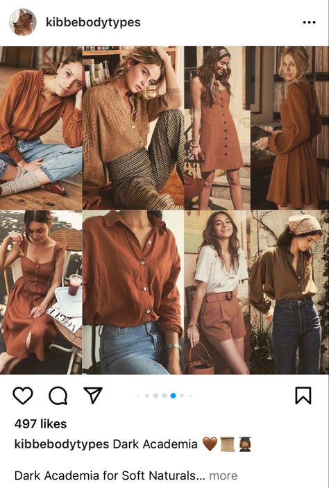 Natural Feminine Outfits, Soft Natural Kibbe Fall Outfits, Natural Colors Outfit, Soft Autumn Romantic Style, Soft Classic Soft Autumn, Soft Natural Autumn Outfits, Flamboyant Natural Soft Autumn, Flamboyant Natural Autumn, Soft Natural Classic Essence