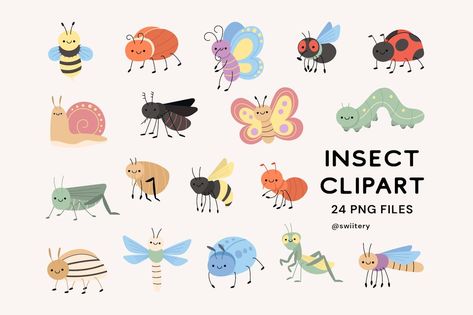 Bug & Insect Clipart - Swiitery Cute Bug Cartoon, Cute Bug Illustration, Bug Vector, Bugs Clipart, Insects Illustration, Bug Clipart, Cartoon Bugs, Bug Cartoon, Insect Clipart