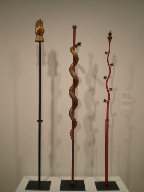 Unknown artist 'Odd Fellows Heart and Hand Staff', ca. 1850, 'Odd Fellows Snake Staff', ca. 1850 - photo by hanneoria Goblin Cleric, Turnip 28, Snake Staff, Tiefling Sorcerer, Portfolio Reference, Heart And Hand, Wizard Staff, Blazing Star, Odd Fellows