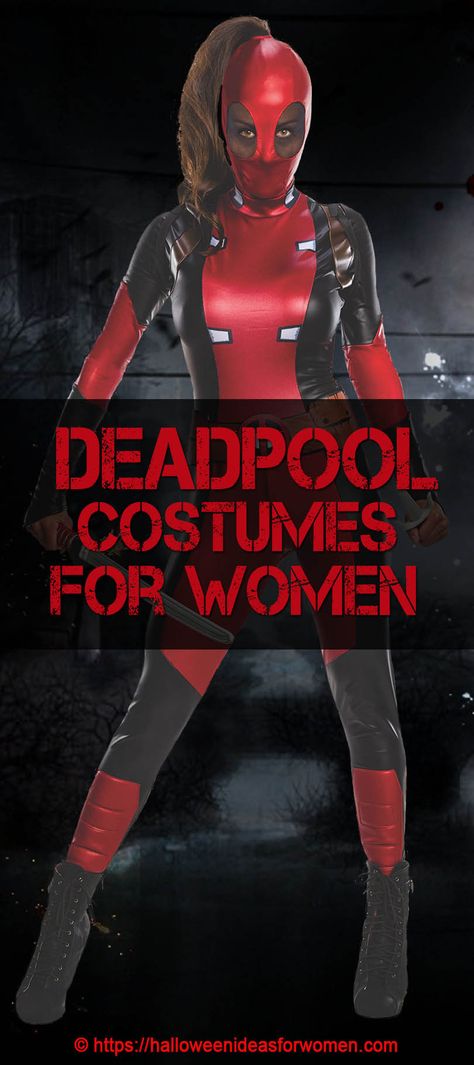 Deadpool Costumes For Women Lady Pool Costume, Deadpool Family Costume, Diy Deadpool Costume Women, Diy Deadpool Costume, Lady Deadpool Costume, Deadpool Costume Women, Female Deadpool Costume, Halloween Ideas For Women, Deadpool Halloween Costume