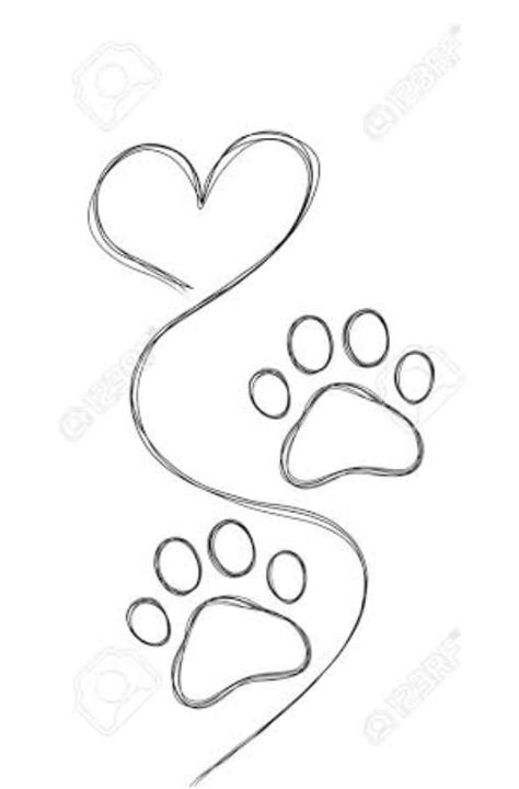 Cute Cat Paw Tattoo, Simple Paw Print Tattoo, Dog Outline Drawing, Dog Paw Print Tattoo, Paw Print Drawing, Dog Paw Art, Cat And Dog Tattoo, Tatoo Dog, Cat Tattoo Ideas