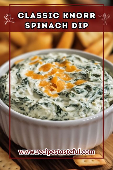 Elevate your party snacks with this deliciously creamy and chunky Knorr Spinach Dip. It's perfect for serving with crackers, fresh veggies, or even as a spread for sandwiches. A crowd-pleaser that's easy to prepare! Spinach Dip Knorr, Spinach Dip Recipe Easy, Knorr Spinach Dip Recipe, Classic Spinach Dip, Knorr Spinach Dip, Knorr Recipes, Spinach Dip Recipe, Dip Recipes Easy, Creamed Spinach