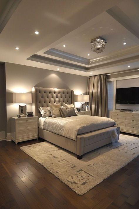 Transform your sleep space into a sanctuary of modern luxury with these elegant bedroom designs. From sleek furniture to sumptuous textures, discover the perfect blend of comfort and sophistication. Follow for inspiration on how to create a stylish and serene bedroom retreat.#ModernLuxury #BedroomGoals #InteriorDesign #LuxuryLiving #HomeDecor #DreamBedroom #BedroomInspo #ChicInteriors #ContemporaryDesign #InteriorInspiration New Home Ideas Decorating Interior Design Master Bedrooms, Modern Luxury Master Bedrooms Decor, Masterbedroomideas Modern, Grown Up Bedroom Ideas, Family Bedroom Ideas, New Room Ideas Bedrooms, Modern Luxe Bedroom, Luxurious Bedrooms Master Romantic, Bedroom Inspirations Luxury