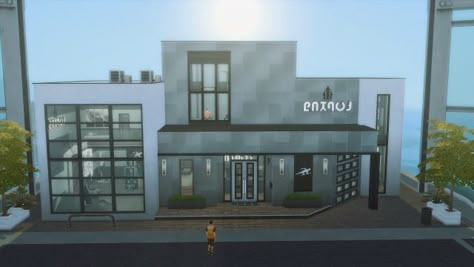 Uptown Gym Sims 4 San Myshuno, Sims 4 Gym, Snowy Escape, Art House Movies, Modern Gym, City Gym, San Myshuno, Gym Interior, Sims Building