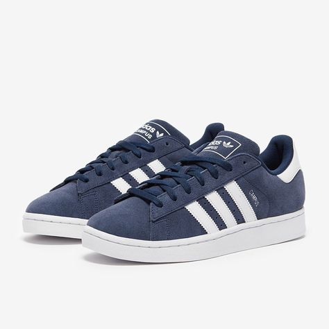 Navy Blue Adidas Campus, Christmas Wishlist Shoes, Campus Adidas Shoes, Navy Campus 00s, Adidas Campus Navy, Cute Basic Shoes, Shoes For Jeans, Shoes To Buy, Adidas Campus Shoes