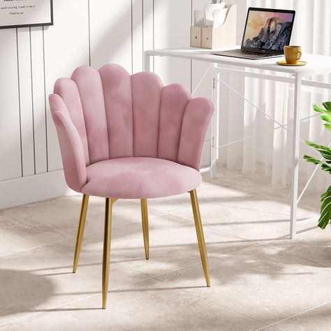 Joolihome Armchair Tub Chair, Velvet Shell Chair Single Sofa Chair Accent Chair with Gold Plating Metal Legs, Leisure Chair Dressing Chair for Home, Office, Bedroom, Living Room, Dining Room (Pink) : Amazon.co.uk: Home & Kitchen Desk Chair Comfy, Single Couch, Pink Velvet Chair, Dressing Chair, Mid Century Modern Accent Chairs, Pink Amazon, Room Green, Pink Living Room, Vanity Room