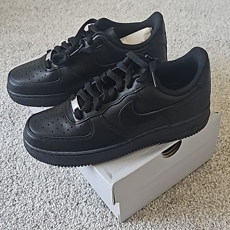 Brand New Black Airforce 1, Black Forces, Black Force, Black Air Force 1, Shoes Nike Air Force, Shoes Nike Air, Air Force Ones, Wedding Board, Kids Nike