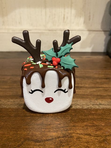 Faux Marshmallow Buddy Reindeer Christmas Tiered Tray Decor - Etsy Dollar Tree Foam Dice Crafts Diy, Faux Marshmallows Diy, Christmas Trays Diy, Christmas Fake Bakes, New Christmas Crafts For 2024, Dice Crafts, Faux Marshmallows, Diy Tiered Tray Decor, Reindeer Christmas Decorations