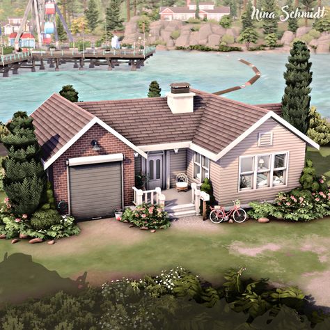 Base Game & High School Years Sims 4 No Packs House, Sims House Ideas Base Game, Sims 4 Aesthetic House Base Game, Newcrest Layout, Ts4 Base Game House, Sims 4 Houses 20x15, Sims4 Base Game House, The Sims 3 House Ideas, Base Game House Sims 4