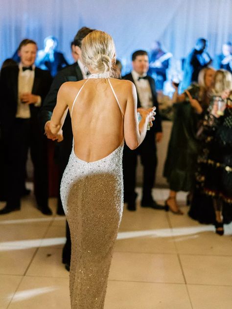 Second Look For Wedding, 2nd Reception Dress, White Sparkle Long Dress, Low Back Wedding Reception Dress, Retrofete Wedding Dress, Backless Wedding Reception Dress, Second Dress For Bride Reception Sparkle, Sparkly Wedding Party Dress, White Sparkle Reception Dress