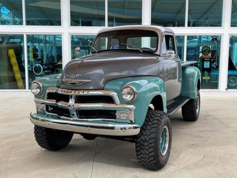 1954 Chevrolet Pickup Custom Lifted Truck Why This Vehicle is Special The truck you've always wanted to build since you were a kid is here at Skyway Classics today. This monster truck version of a... Old Chevy Trucks, 1959 Chevy Truck, Old Trucks For Sale, 53 Chevy Truck, 55 Chevy Truck, Toyota Trucks 4x4, Old Chevy Pickups, Chevy Truck Models, 1954 Chevy Truck