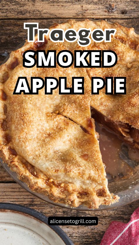 Traeger Smoked apple pie. Smoked Apple Pie Traeger, Smoker Apple Pie, Apple Pie On Smoker, Fall Traeger Recipes, Smoked Pie Recipes, Thanksgiving Smoker Recipes, Traeger Dessert Recipes, Smoked Dessert Recipes, Smoker Dessert Recipes