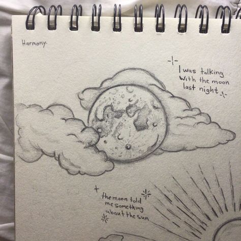 Dreaming Drawing Ideas, Watercolor Ideas Aesthetic Easy, April Drawing Ideas, Cute Sky Drawing, Sketches Of The Moon, Art Journal Ideas Aesthetic, Sketch Ideas Aesthetic Vintage Easy, Posters Drawing Ideas, Moon And Clouds Drawing