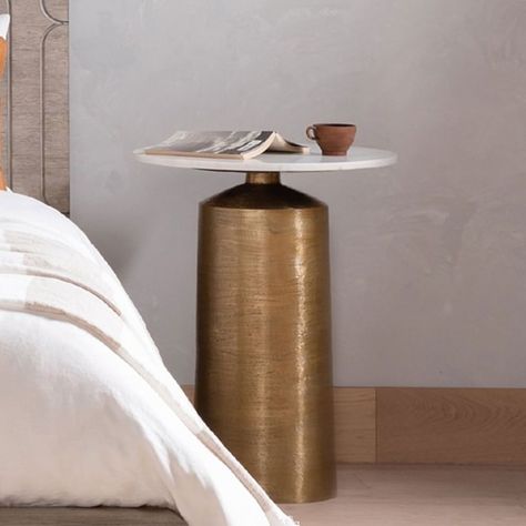 Bronze Nightstand Bedside Tables, Modern Contemporary Nightstand, Brass Bedside Table, Metal Nightstand Bedroom, Cylinder Nightstand, Mismatched Side Tables, Mismatched Bedside Tables, Round Night Stand Bedside Tables, Gold Nightstand Bedside Tables