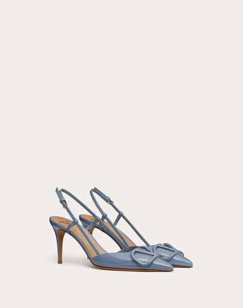 valentino garavani vlogo signature patent leather slingback pump 80mm - woman - pumps Manolo Blahnik Carrie, High Hill Shoes, Designer Pumps, Valentino Women, Slingbacks, High Frequency, Slingback Pump, Pump Sandals, High Heel Pumps