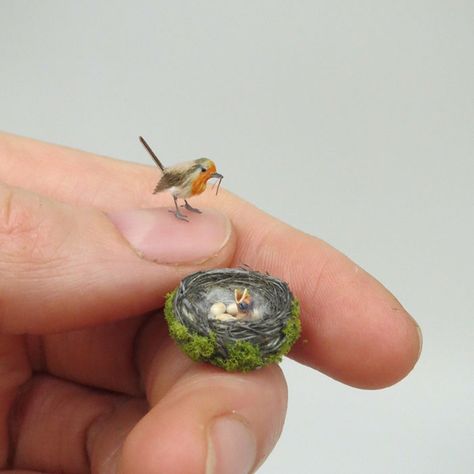 Miniature Sculpture, Colossal Art, Tiny Bird, Tiny Things, Miniature Animals, Animal Species, Clay Miniatures, Miniature Crafts, Etsy Instagram