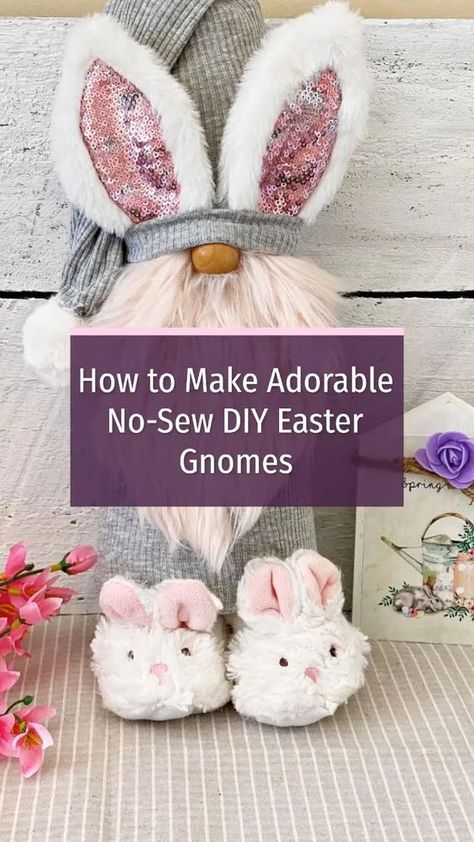 Diy Easter Gnomes, Easter Gnomes, Trees Fabric, Bunny Slippers, Easter Bunny Crafts, Spring Easter Crafts, Gnomes Diy, Candy Land Christmas Tree, Xmas Trees