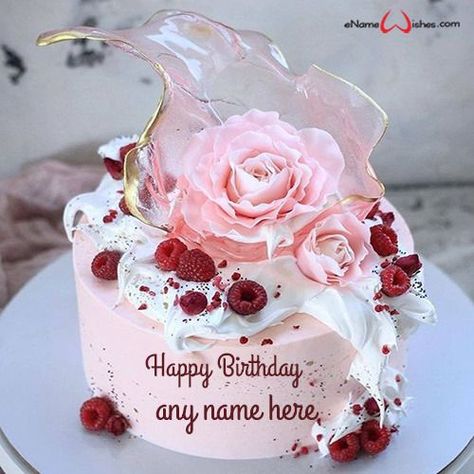 Magical Birthday Wishes, Birthday Wishes Cake With Name, Name On Cake, Write Name On Cake, Birthday Cake Write Name, Happy Birthday Floral, Birthday Cake Writing, Birthday Wishes With Name, Happy Anniversary Cakes