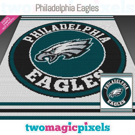 Philadelphia Eagles by Two Magic Pixels Corner To Corner Afghan, Blanket Corner, Squares Design, C2c Graph, Sc Crochet, Philadelphia Eagles Fans, Crochet Graph, Corner To Corner Crochet, Graph Crochet