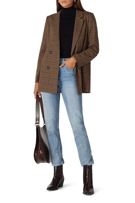 Brown Plaid Caldwell Blazer by Madewell | Rent the Runway Brown Plaid Blazer Outfit, Plaid Blazer Outfit Women, Tweed Blazer Outfit Women, Checkered Blazer Outfit, Houndstooth Blazer Outfit, Tweed Blazer Outfit, Brown Blazer Outfit, Plaid Jacket Outfit, Jeans Blazer Outfit