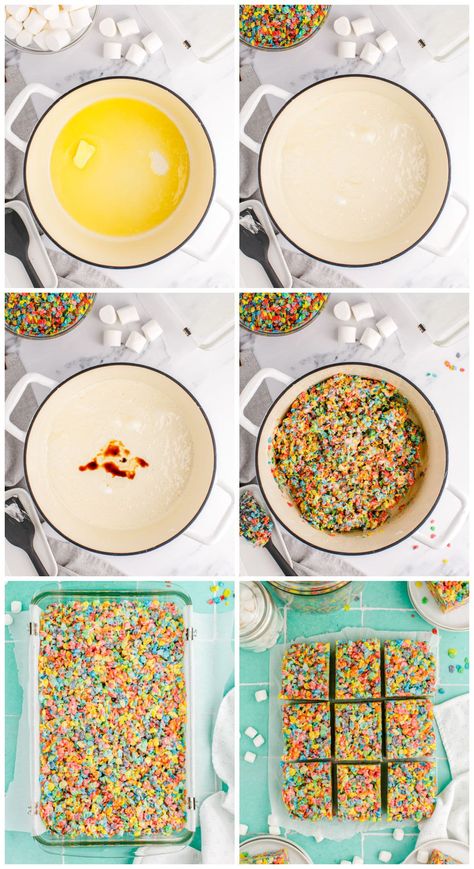 Rice Krispie Fruity Pebbles Treats, Fruity Pebble Rice Crispy Treats, Fruity Pepples Rice Krispies Recipe, Rice Krispie Treats Fruity Pebbles, Rice Krispie Treats With Fruity Pebbles, Fruit Pebbles Rice Crispy Treats, Fun Rice Crispy Treat Ideas, Fruity Pebbles Recipes, Fruity Pebbles Dessert